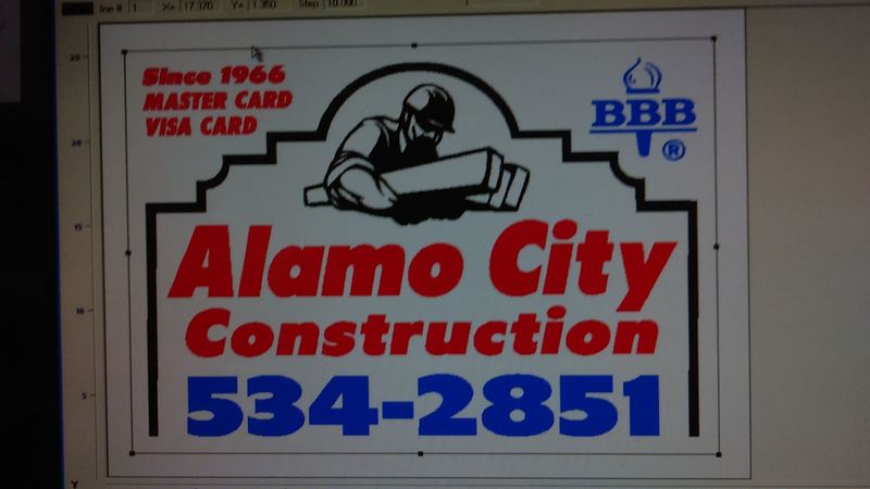Aluminum contractor business sign with logo and phone number