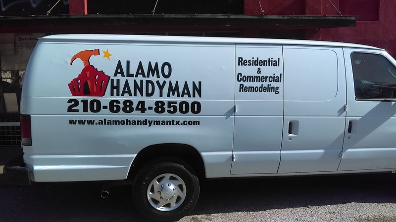 Handyman service van with full vinyl graphics and website