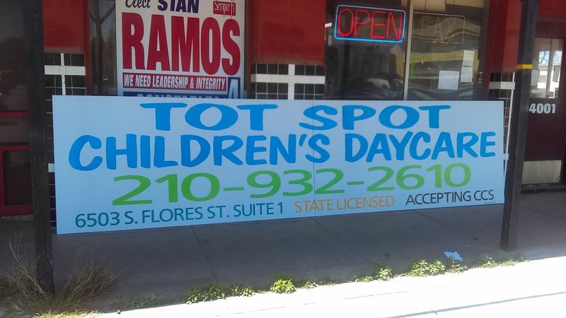 Outdoor monument style business sign for a children's daycare