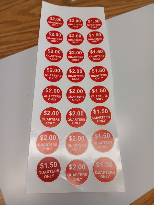 Sheet of printed adhesive price stickers