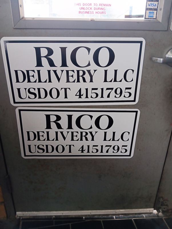 USDOT number decals lettered for a delivery truck